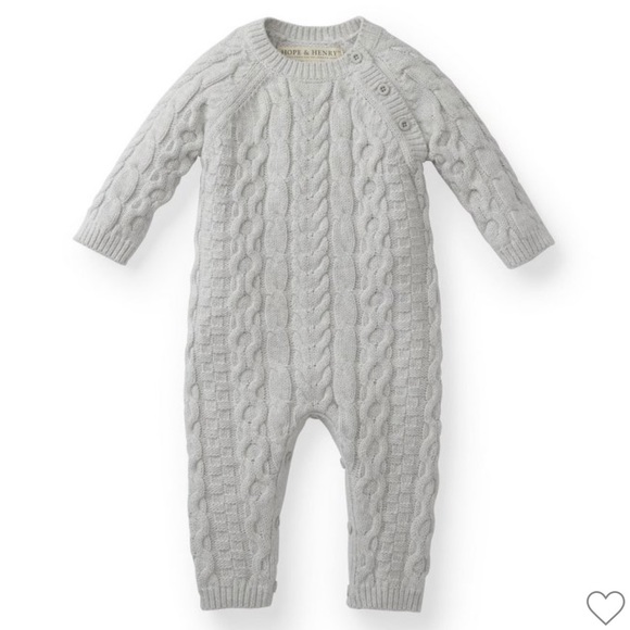 Hope & Henry Other - Hope & Henry Layette Unisex 3-6 Months Cable Knit Sweater Romper in heather grey
